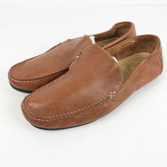 Nordstrom Rack Mens Driving Loafers 13M Brown Leather Round Toe Slip On Shoes - Picture 1 of 12